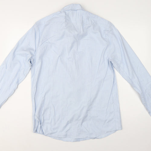 Marks & Spencer Men’s Blue L Slim Fit Stretch Button-Down Shirt