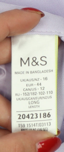 Marks and Spencer Women Purple UK 16 Long Straight Dress Trousers