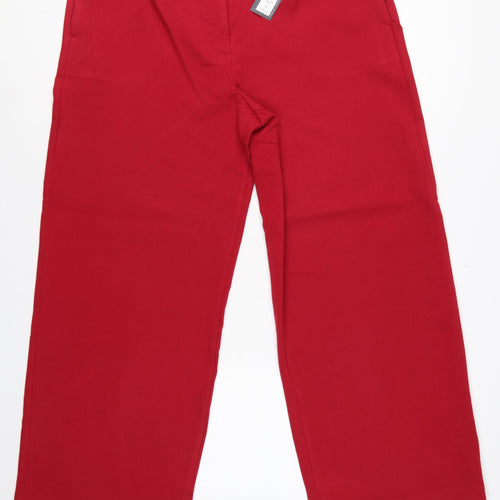 Marks & Spencer Women's Red UK 18 Wide Leg High Rise Trousers