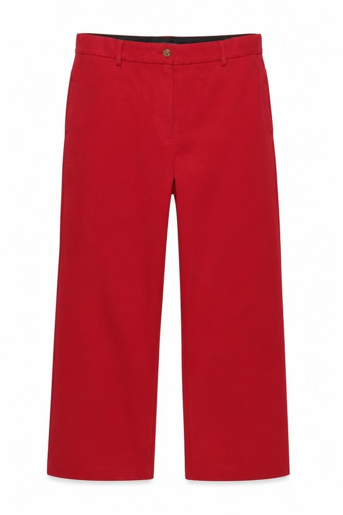 Marks & Spencer Women's Red UK 18 Wide Leg High Rise Trousers
