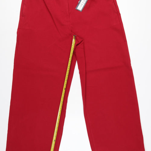 Marks & Spencer Women's Red UK 18 Wide Leg High Rise Trousers