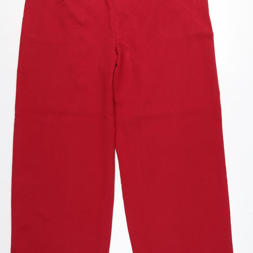 Marks & Spencer Women's Red UK 18 Wide Leg High Rise Trousers