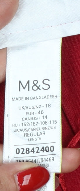Marks & Spencer Women's Red UK 18 Wide Leg High Rise Trousers