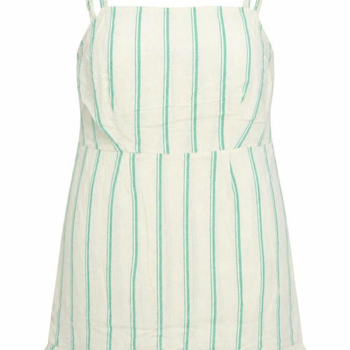 Marks and Spencer Women Beige Green Stripe Size 18 Shift Linen Dress
