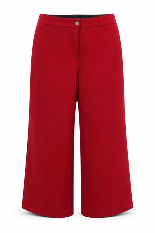 Marks & Spencer Women Red UK 16 Short High Rise Wide Leg Trousers