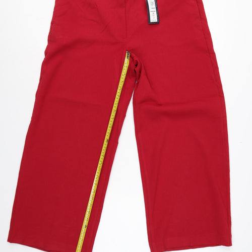 Marks & Spencer Women Red UK 16 Short High Rise Wide Leg Trousers