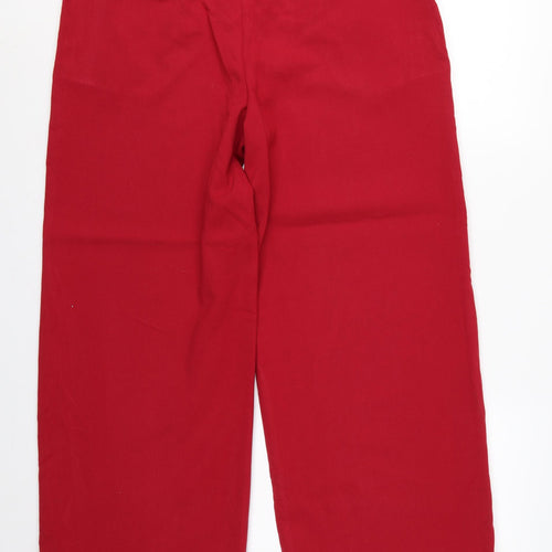 Marks & Spencer Women Red UK 16 Short High Rise Wide Leg Trousers