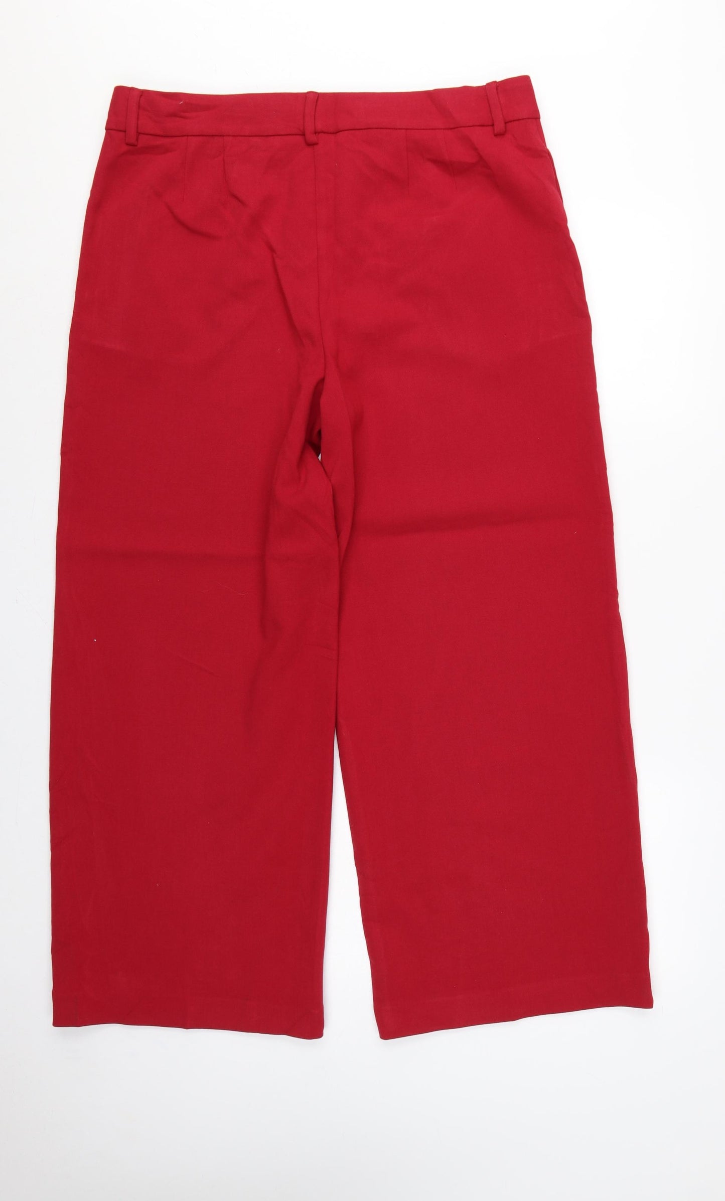 Marks & Spencer Women Red UK 16 Short High Rise Wide Leg Trousers