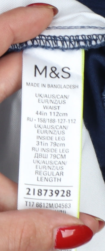 Marks and Spencer Men Blue 44 Chino Trousers 44W 31L Stretch
