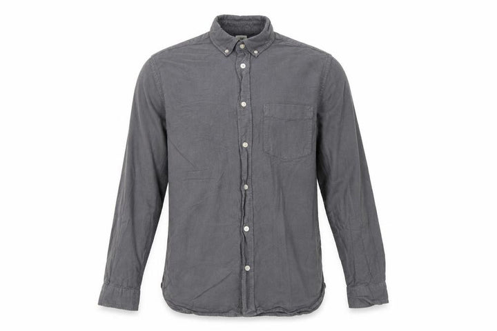 H&M Men Grey M Regular Fit Cotton Button-Down Long Sleeve Shirt