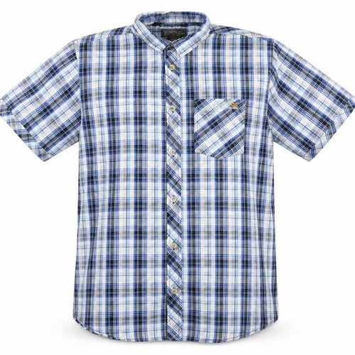 Regatta Men Blue Plaid Short Sleeve Cotton Button-Up Shirt L