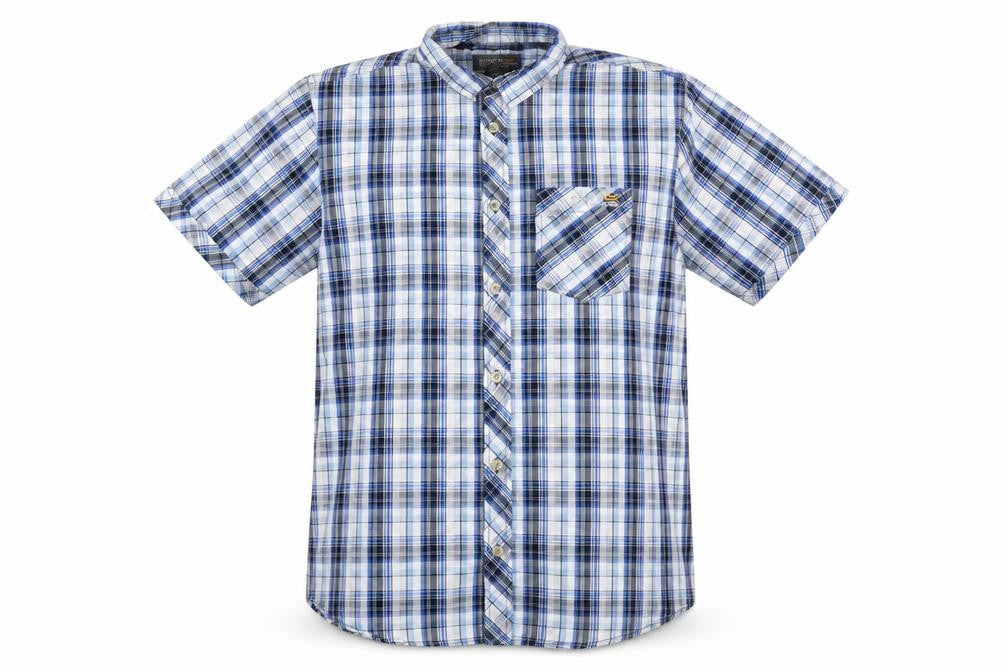 Regatta Men Blue Plaid Short Sleeve Cotton Button-Up Shirt L