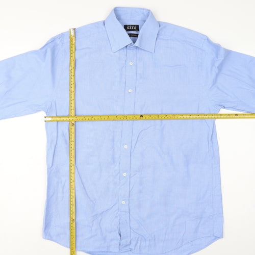 Thomas Nash Men Blue 16 41cm Pure Cotton Gingham Formal Shirt