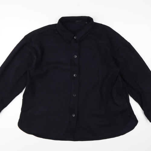 UNIQLO Women’s Black XS Basic Collared Long Sleeve Button-Up Shirt
