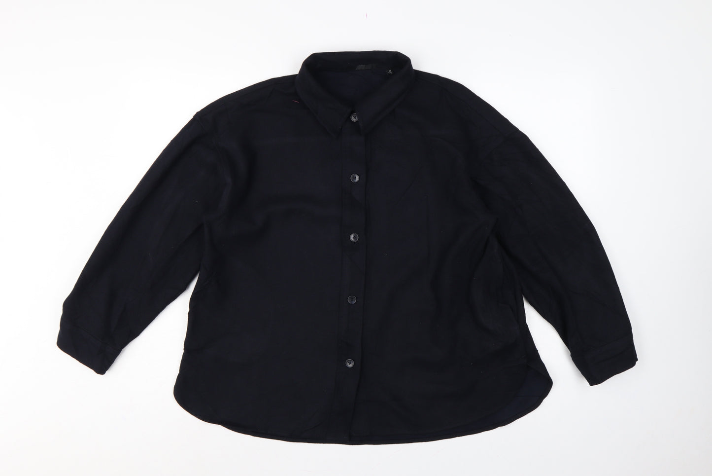 UNIQLO Women’s Black XS Basic Collared Long Sleeve Button-Up Shirt