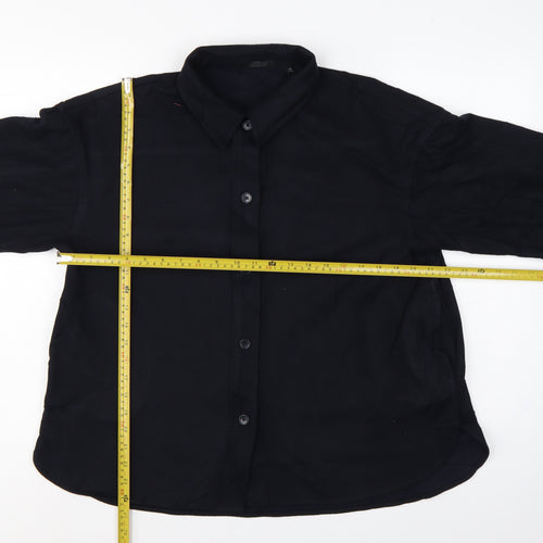 UNIQLO Women’s Black XS Basic Collared Long Sleeve Button-Up Shirt