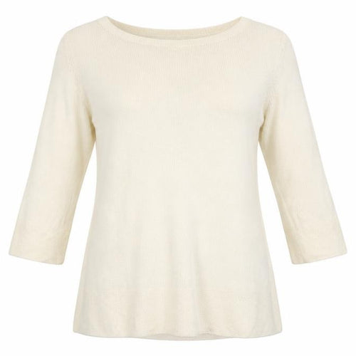 H&M Women’s Ivory Knit Tunic Jumper UK 14 Bell Sleeve Round Neck