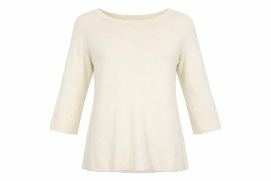 H&M Women’s Ivory Knit Tunic Jumper UK 14 Bell Sleeve Round Neck