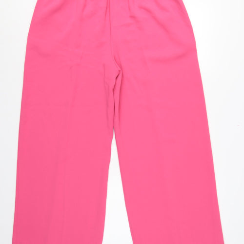 Marks & Spencer Women Pink UK 16 Wide-Leg Drawstring Trousers