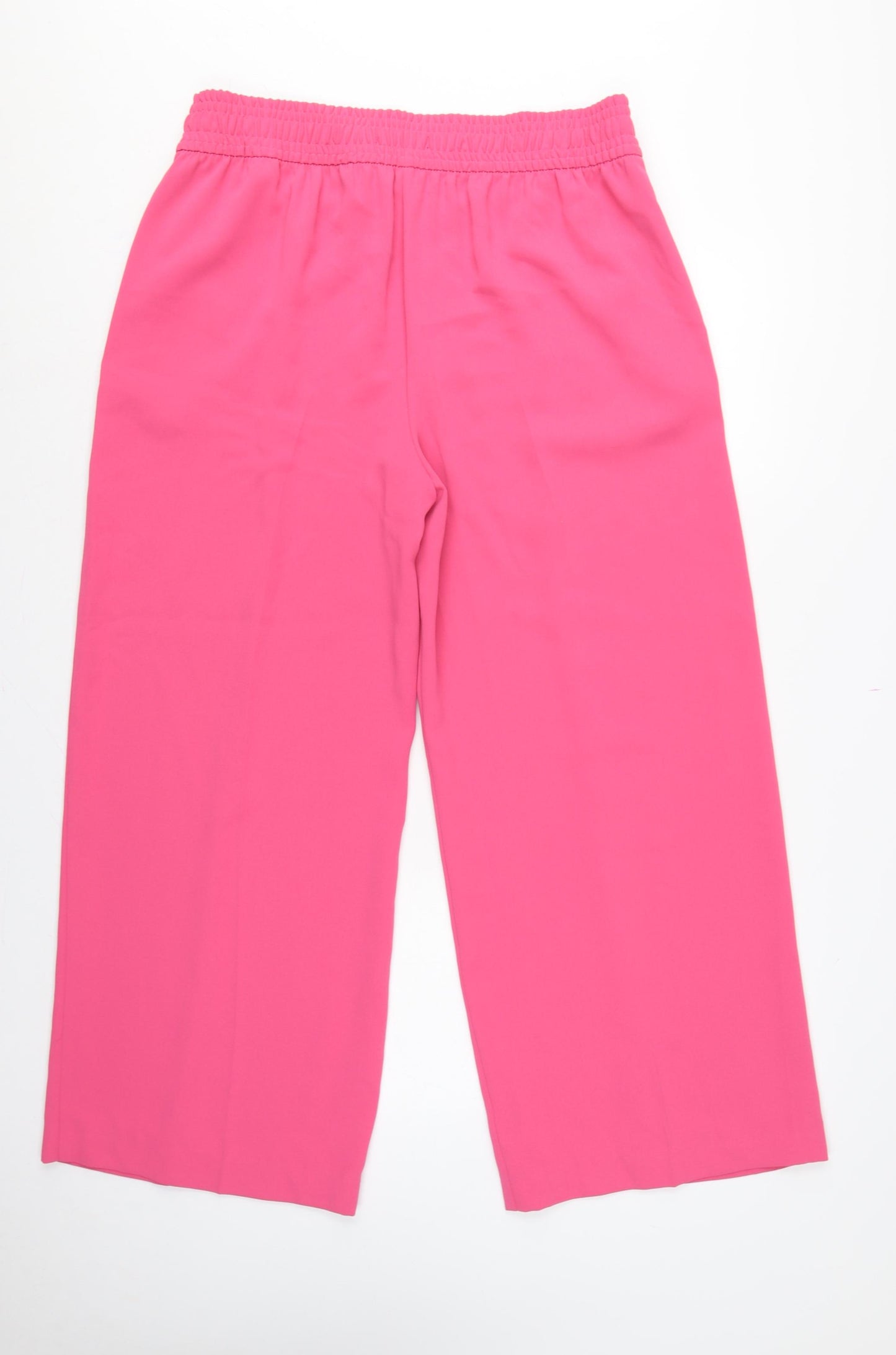 Marks & Spencer Women Pink UK 16 Wide-Leg Drawstring Trousers