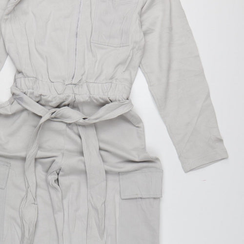 Zara Women Grey Size S Utility Cargo Wide-Leg Jumpsuit