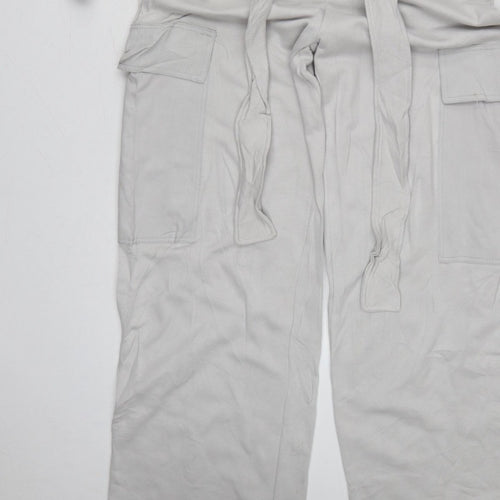 Zara Women Grey Size S Utility Cargo Wide-Leg Jumpsuit