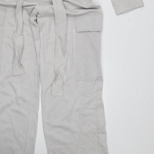 Zara Women Grey Size S Utility Cargo Wide-Leg Jumpsuit
