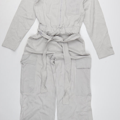 Zara Women Grey Size S Utility Cargo Wide-Leg Jumpsuit