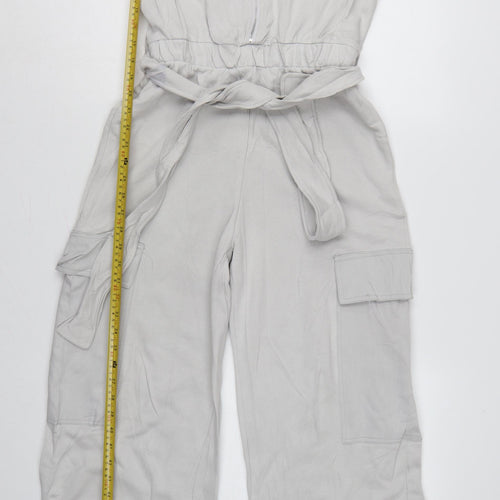 Zara Women Grey Size S Utility Cargo Wide-Leg Jumpsuit