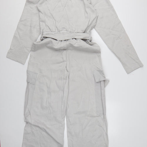 Zara Women Grey Size S Utility Cargo Wide-Leg Jumpsuit
