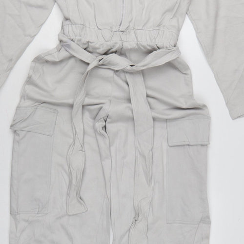 Zara Women Grey Size S Utility Cargo Wide-Leg Jumpsuit