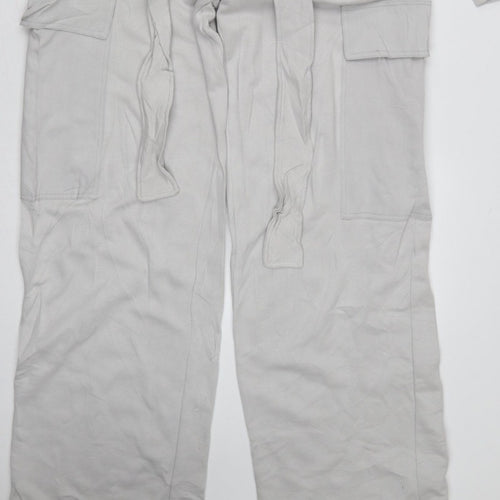 Zara Women Grey Size S Utility Cargo Wide-Leg Jumpsuit