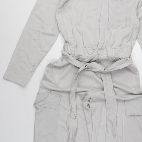 Zara Women Grey Size S Utility Cargo Wide-Leg Jumpsuit