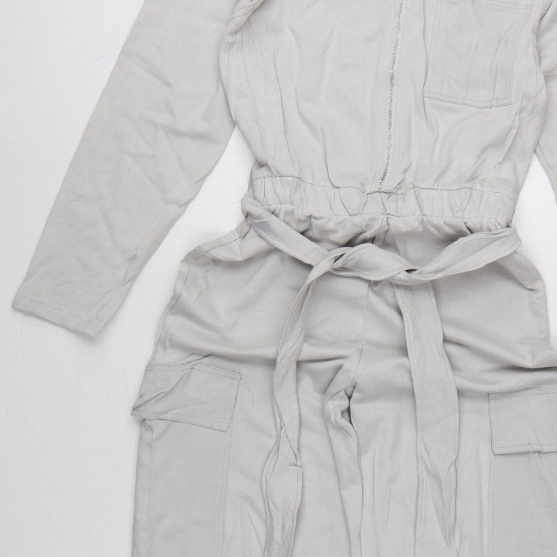 Zara Women Grey Size S Utility Cargo Wide-Leg Jumpsuit