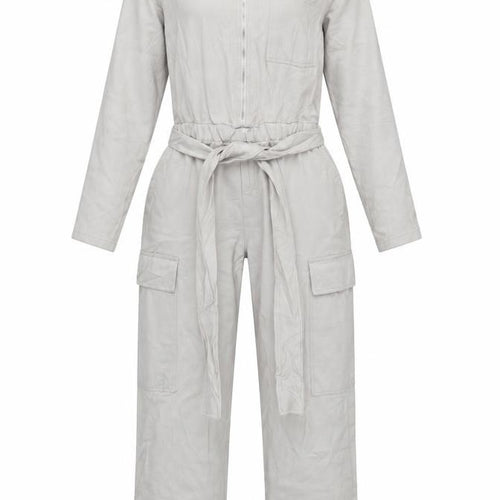Zara Women Grey Size S Utility Cargo Wide-Leg Jumpsuit