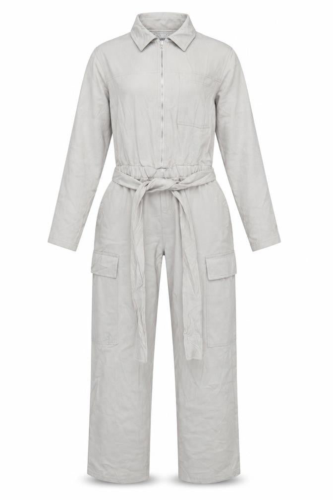 Zara Women Grey Size S Utility Cargo Wide-Leg Jumpsuit