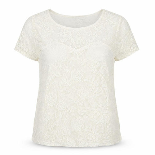 Dorothy Perkins Women Ivory Lace Floral Cap Sleeve Top UK 14