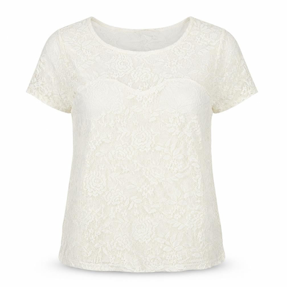 Dorothy Perkins Women Ivory Lace Floral Cap Sleeve Top UK 14