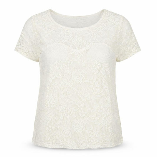 Dorothy Perkins Women Ivory Lace Floral Cap Sleeve Top UK 14