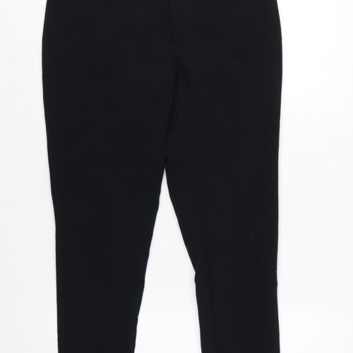 Zara Women Black UK 12 Slim Tapered Zip Pocket Dress Trousers