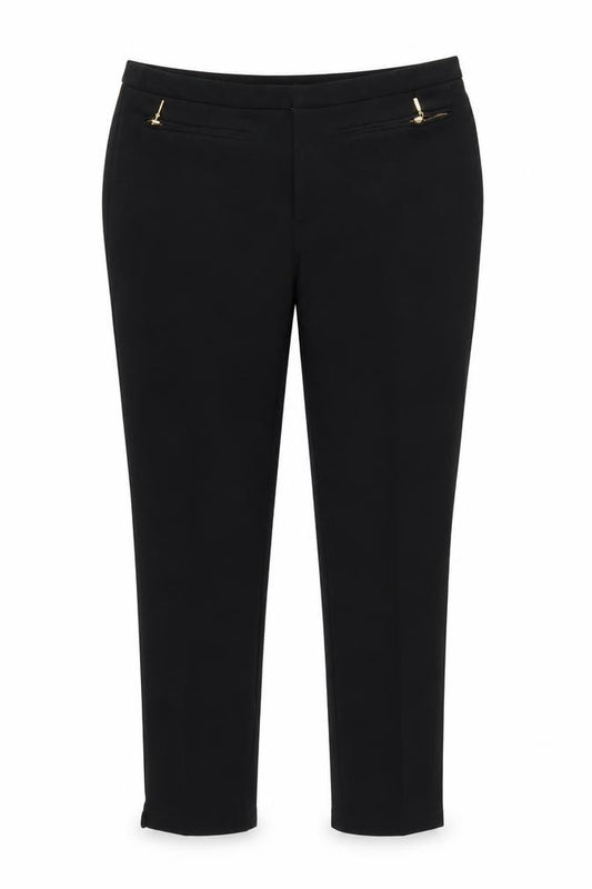 Zara Women Black UK 12 Slim Tapered Zip Pocket Dress Trousers