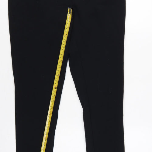 Zara Women Black UK 12 Slim Tapered Zip Pocket Dress Trousers