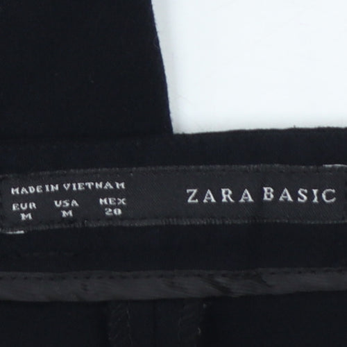 Zara Women Black UK 12 Slim Tapered Zip Pocket Dress Trousers