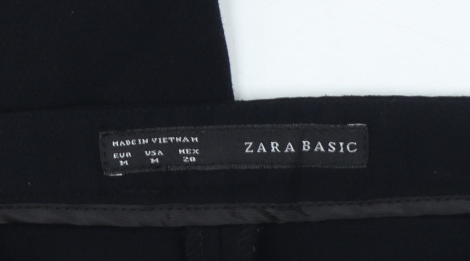 Zara Women Black UK 12 Slim Tapered Zip Pocket Dress Trousers