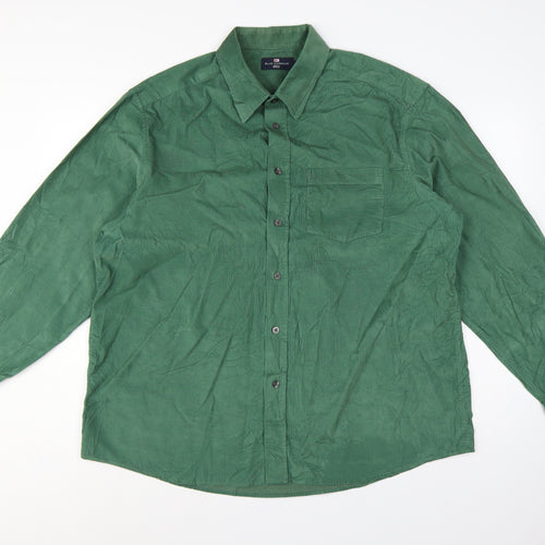 Marks and Spencer Men Green XL Corduroy Long Sleeve Button-Up Shirt