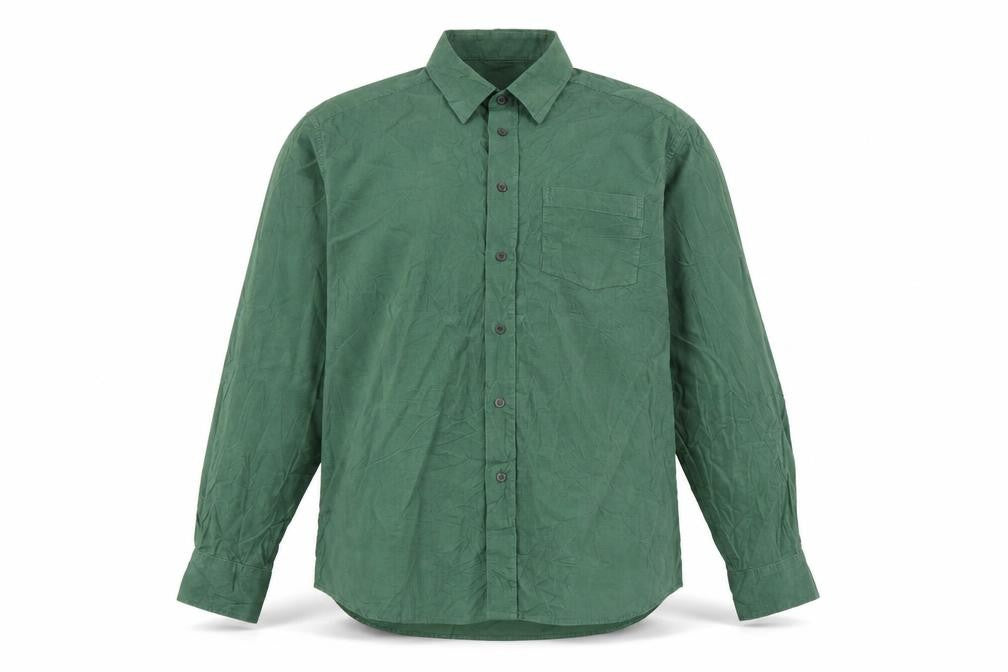 Marks and Spencer Men Green XL Corduroy Long Sleeve Button-Up Shirt