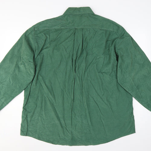 Marks and Spencer Men Green XL Corduroy Long Sleeve Button-Up Shirt