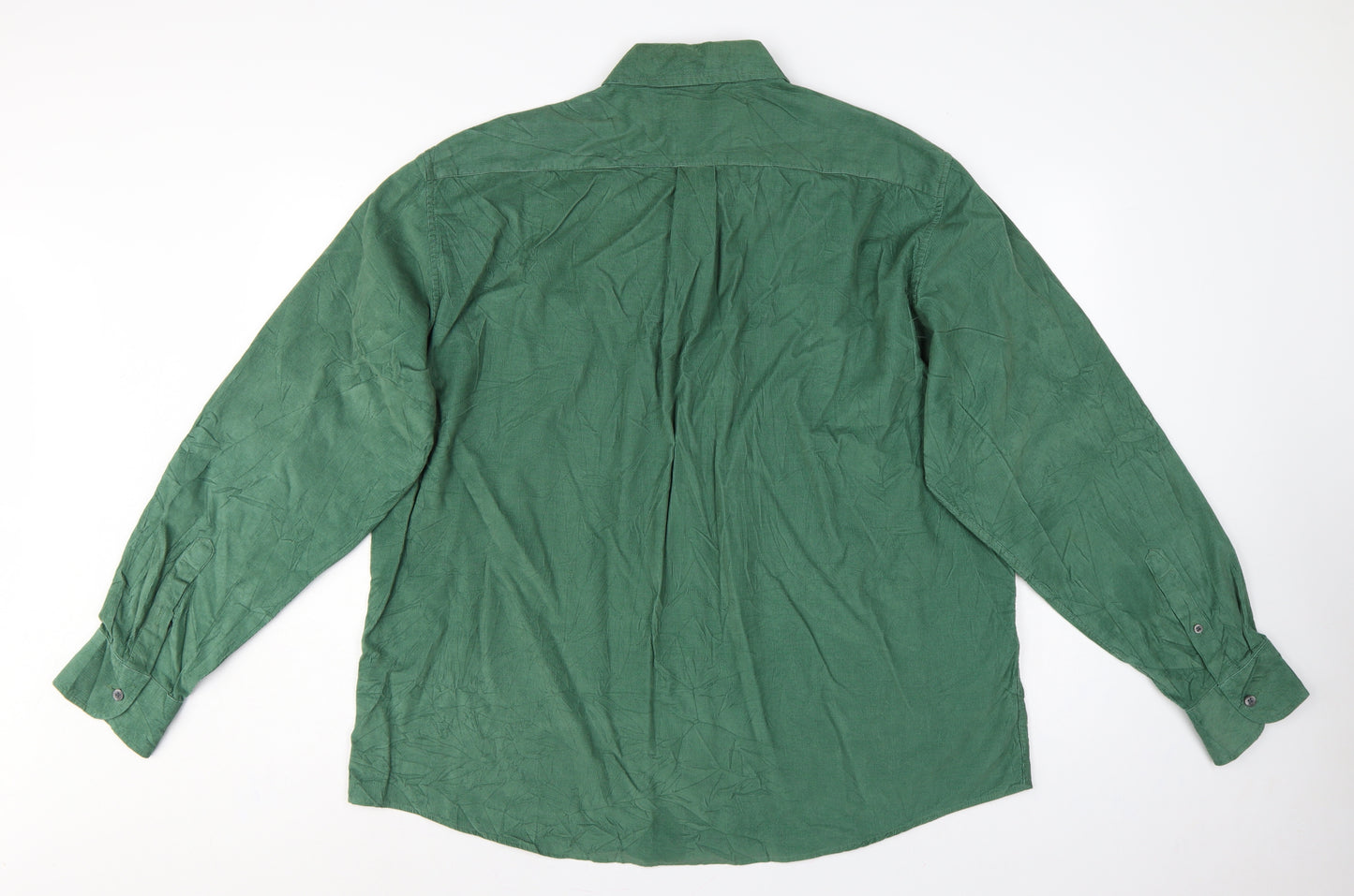 Marks and Spencer Men Green XL Corduroy Long Sleeve Button-Up Shirt