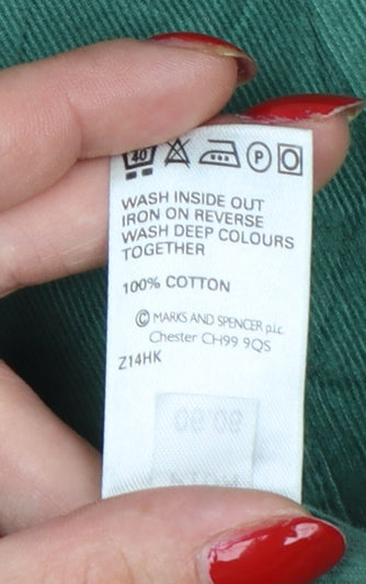 Marks and Spencer Men Green XL Corduroy Long Sleeve Button-Up Shirt