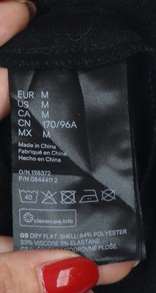 H&M LOGG Women Black UK 14 Ribbed Button Front V-Neck Tank Dress
